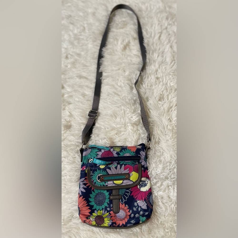 Lily Bloom Boho Eccentric Colorful Sunflower Floral Print Crossbody Bag Purse